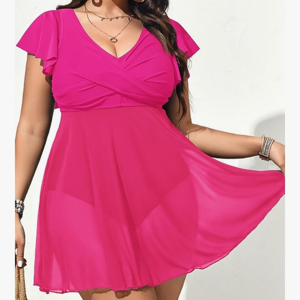 Elegant Pink Women's Swimdress. Size Large. NWOT.